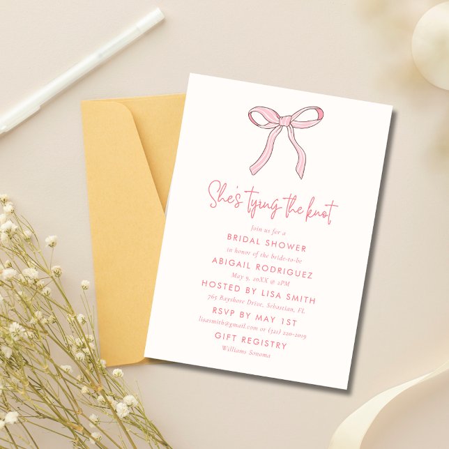 Tying the Knot Coquette Bow Bridal Shower  Invitation (Tying the Knot Coquette Bow Bridal Shower Invitation)