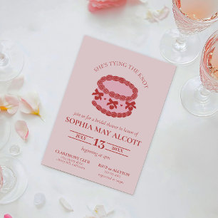 Tying the Knot Coquette Cherry Cake Bridal Shower Invitation
