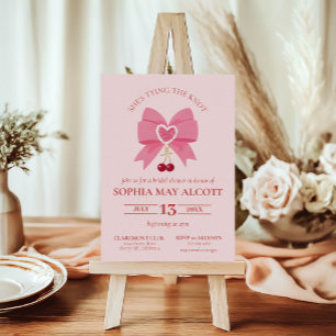 Tying the Knot Coquette Cherry Charm Bridal Shower Invitation