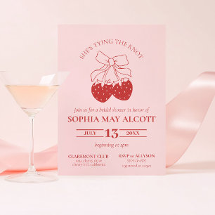 Tying the Knot Coquette Strawberry Bridal Shower Invitation