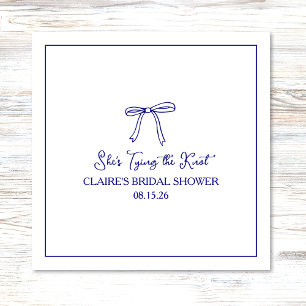 "Tying the Knot" Cute Navy Blue Bow Bridal Shower Napkin