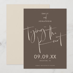 Tying the Knot Elegant Script Cream Brown Save The Date