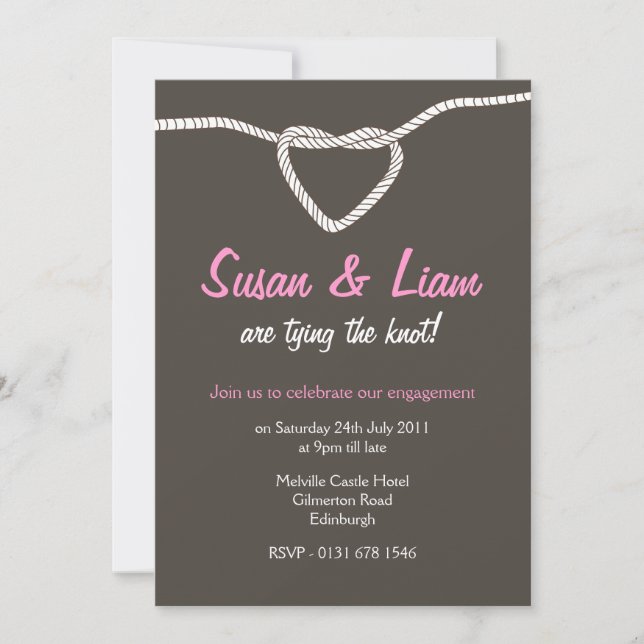 Tying the Knot Engagement Party -pink Invitation (Front)