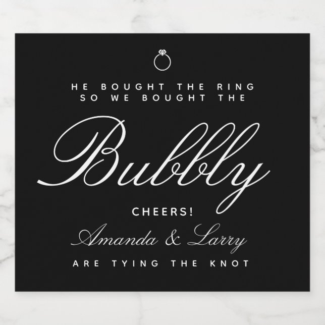 Tying The Knot Engagement Sparkling Wine Label (Single Label)