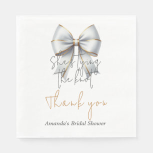 Tying the Knot Gold White Bow Bridal Shower Napkin