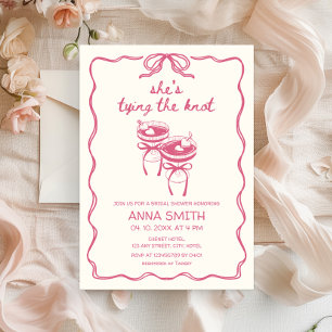Tying the Knot Hand-drawn Coquette Bridal Shower Invitation