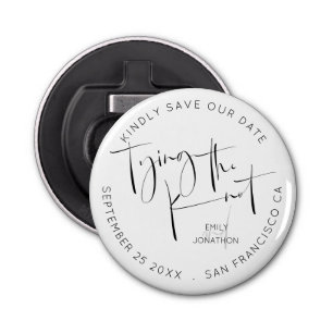Tying The Knot Keepsake Black White Save The Date Bottle Opener