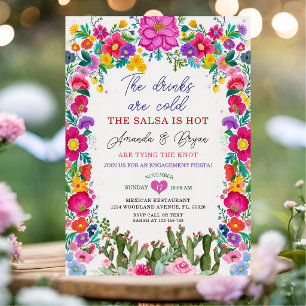 Tying The Knot Mexican Floral Engagement Fiesta Invitation