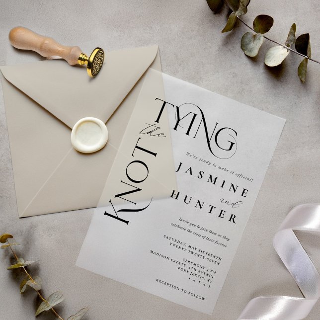 Tying the Knot Minimal Modern Elegant Wedding Vellum Invitations (Tying the Knot Minimal Modern Elegant Wedding Vellum Invitations)