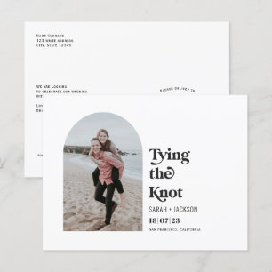 Tying the knot Modern arch Photo save the date Announcement Postcard