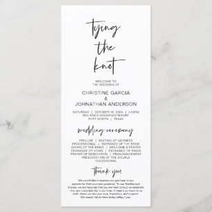 Tying the knot, Modern Minimalist Wedding Program