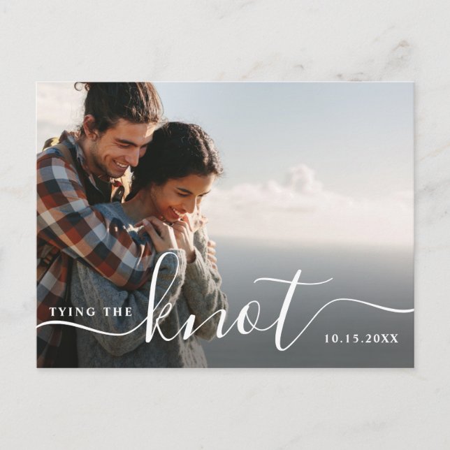 Tying the Knot | Modern Save the Date Photo Postcard (Front)