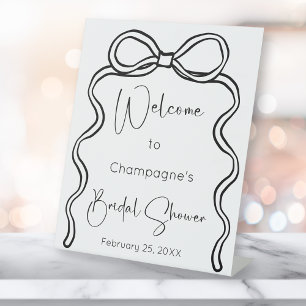 Tying The Knot Modern Script Bridal Shower Welcome Pedestal Sign