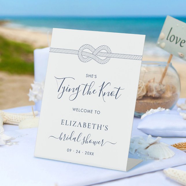 Tying the Knot Nautical Bridal Shower Welcome Pedestal Sign (Creator Uploaded)