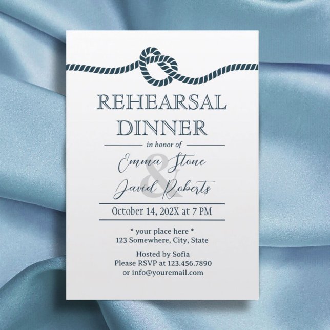 Tying the Knot Nautical Wedding Rehearsal Dinner Invitation (Creator Uploaded)