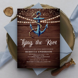 Tying the Knot Navy Blue Anchor Bridal Shower Invitation