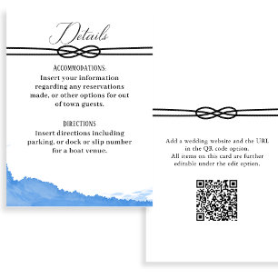 Tying the Knot on the Yacht Ocean Blue Watercolor  Enclosure Card