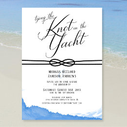 Tying the Knot on the Yacht Ocean Blue Watercolor  Invitation
