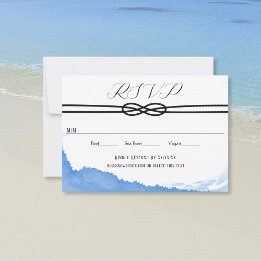 Tying the Knot on the Yacht Ocean Blue Watercolor  RSVP Card