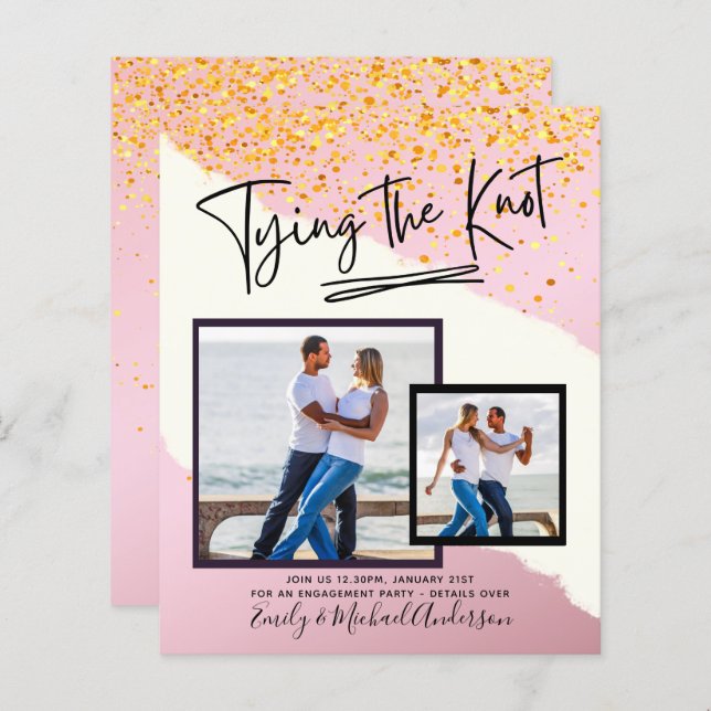 Tying The Knot - Photo Engagement Party Invitation (Front/Back)