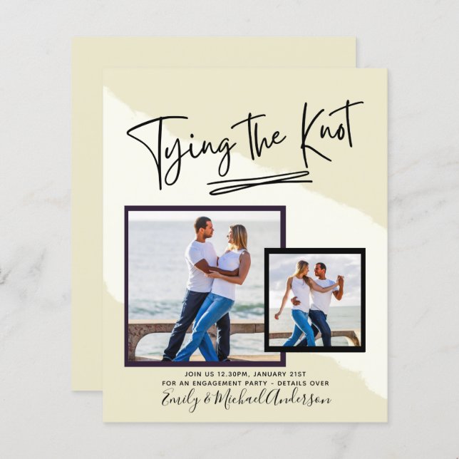 Tying The Knot - Photo Engagement Party Invitation (Front/Back)