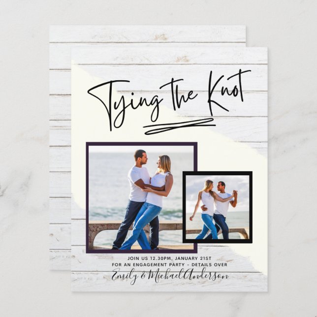 Tying The Knot - Photo Engagement Party Invitation (Front/Back)
