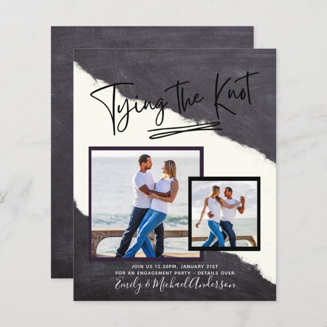 Tying The Knot - Photo Engagement Party Invitation (Front/Back)