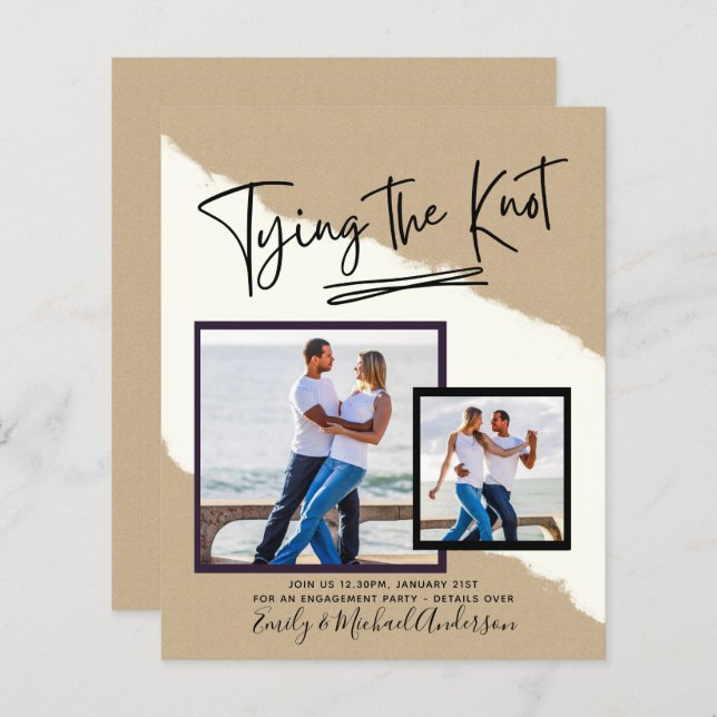 Tying The Knot - Photo Engagement Party Invitation (Front/Back)
