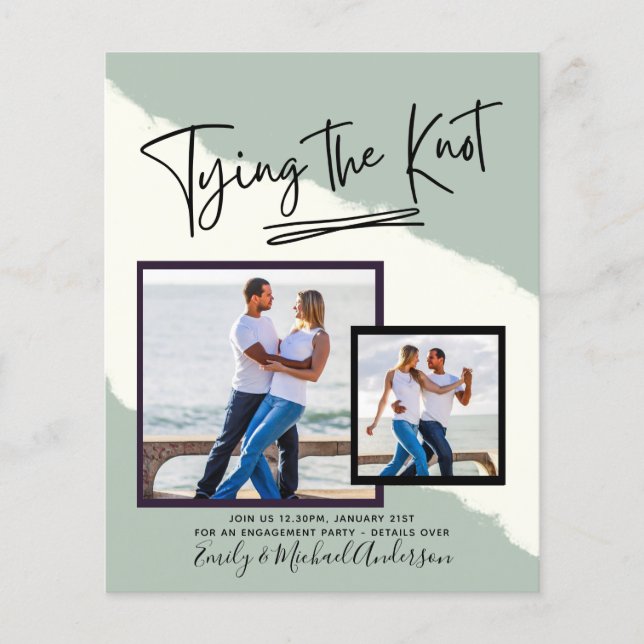 Tying The Knot - Photo Engagement Party Invitation Flyer (Front)