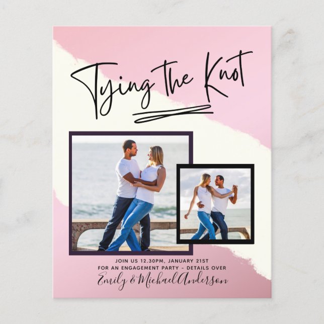 Tying The Knot - Photo Engagement Party Invitation Flyer (Front)