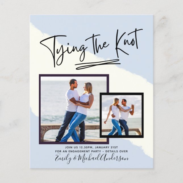 Tying The Knot - Photo Engagement Party Invitation Flyer (Front)