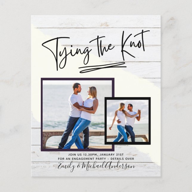 Tying The Knot - Photo Engagement Party Invitation Flyer (Front)