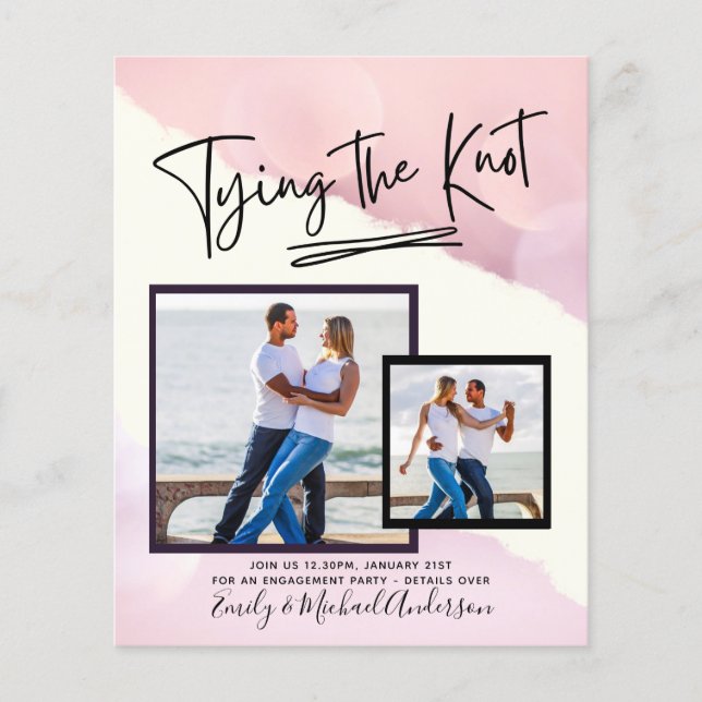 Tying The Knot - Photo Engagement Party Invitation Flyer (Front)