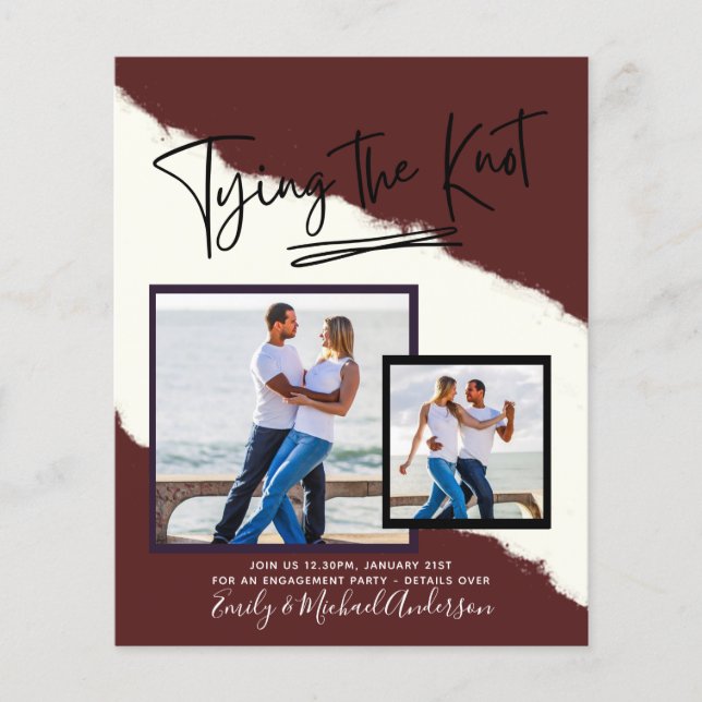 Tying The Knot - Photo Engagement Party Invitation Flyer (Front)