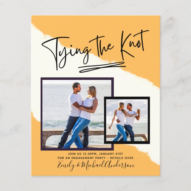 Tying The Knot - Photo Engagement Party Invitation Flyer (Front)