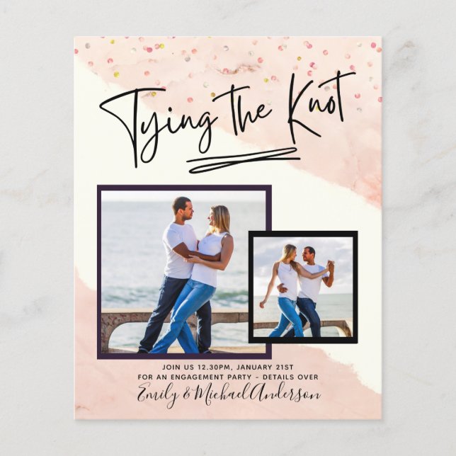 Tying The Knot - Photo Engagement Party Invitation Flyer (Front)