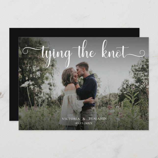 Tying the Knot Photo Overlay Modern Minimal Script Invitation (Front/Back)