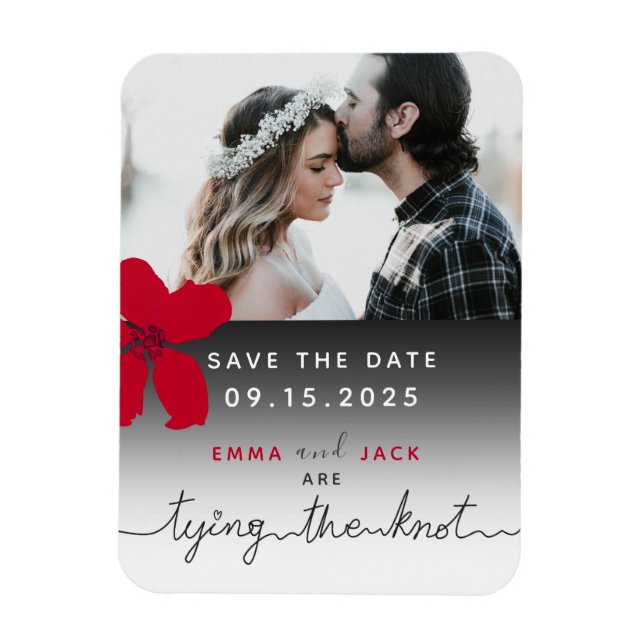 Tying The Knot Photo Wedding Save The Date Magnet (Vertical)
