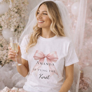 Tying the knot pink bow pearls Bachelorette T-Shirt