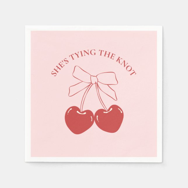 Tying the Knot Pink Coquette Paper Napkins (Front)