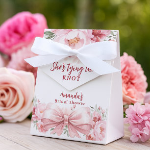 Tying the knot pink florals bow Bridal Shower Favour Box