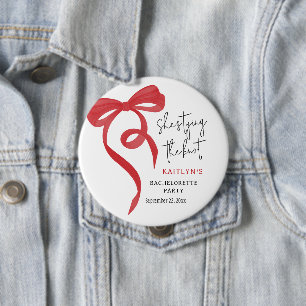 Tying the Knot Red Coquette Bow Bachelorette Party 10 Cm Round Badge