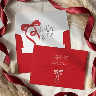 Tying the Knot Red Coquette Bow Bachelorette Party Envelope