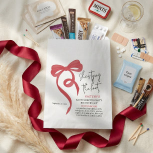 Tying the Knot Red Coquette Bow Bachelorette Party Favour Bag