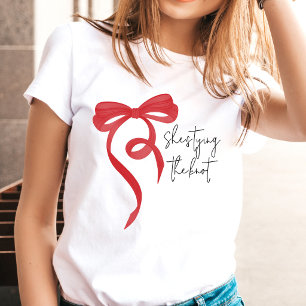 Tying the Knot Red Coquette Bow Bachelorette Party T-Shirt