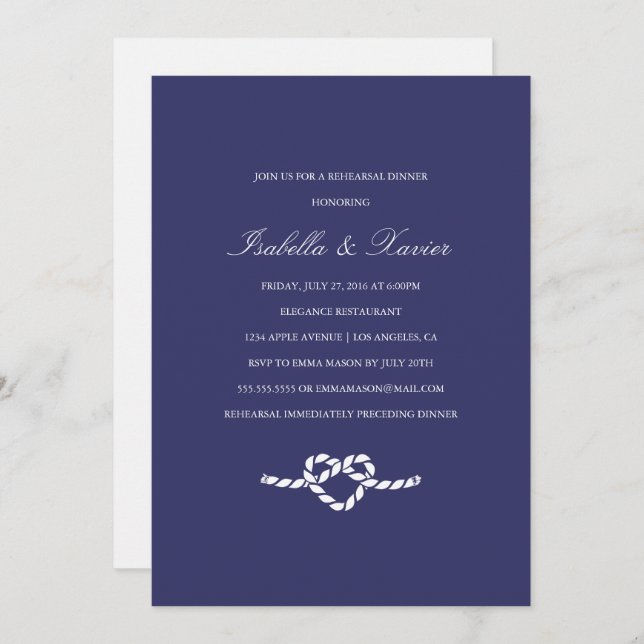 Tying The Knot | Rehearsal Dinner Invitation (Front/Back)