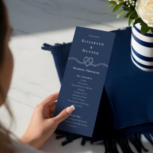 Tying The Knot Rope Heart Nautical Navy Wedding Program