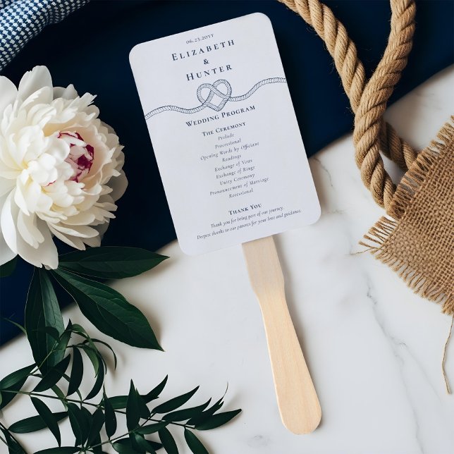 Tying The Knot Rope Heart White Wedding Program  Hand Fan (Tying The Knot Rope Heart White Wedding Program Hand Fan)