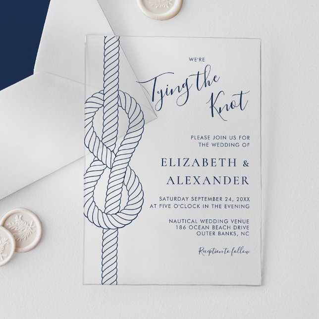 Tying The Knot Rope Nautical Wedding Acrylic Invitations (Creator Uploaded)