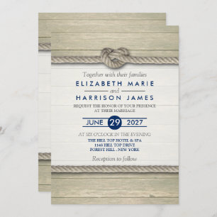 Tying The Knot Rustic Beach Wedding Invitation